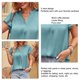 thumbnail image 5 of Top de manga corta con cuello en V de satén,Camisa de satén para mujer Blusa de satén con cuello en V de manga corta Blusa de satén de manga corta Muy versátil, 5 of 6