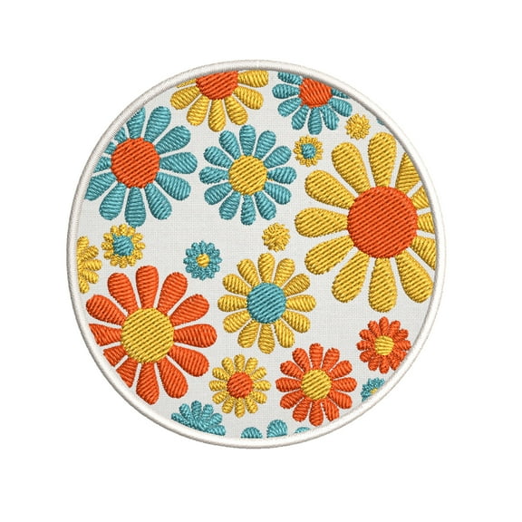 Flowers Embroidered DIY Iron on or Sew-on Decorative Patch Badge Emblem Appliques Hippie BoHo 70's Peace Series