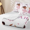 thumbnail image 4 of spefrowx Cute Cartoon Ballerinas Quilt Full for Girls, Blush Pink Phrase Butterfly Full Bedspread Sets, 3 Pieces, 4 of 7