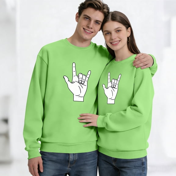 GrmtClth Valentines Sweatshirts for Men Crewneck Novelty Love Letter Couple Sweatshirts Moisture Wicking Classic Soft Comfy Long Sleeve Pullovers Green XL