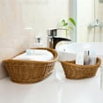 thumbnail image 4 of Wicker Woven Basket Oval Bread Basket Flower Fruit Storage Basket Sundries Storage Tabletop Organizer Kitchen Storage Basket 11.02*7.48*3.15', 4 of 7