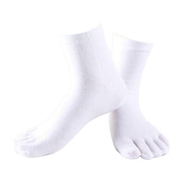 TISHITA 2X 1Pair Comfy Five Toe Socks Cotton High Crew Sock Athletic Solid Socks 2 Pcs