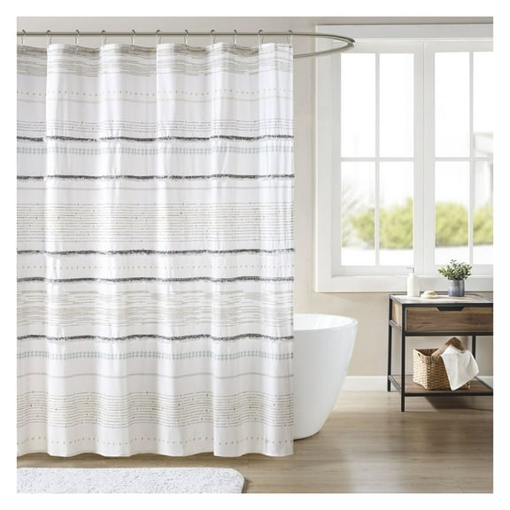Cotton Printed Shower Curtain with Trims