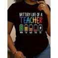 thumbnail image 1 of Camiseta gráfica de maestra con batería, de algodón puro, divertida y versátil, ideal para deportes de ocio., 1 of 5