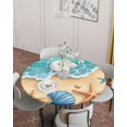 thumbnail image 4 of Marine Life Conch Shell Starfish Fitted Round Tablecloths Elastic Edged Table Covers 55"-60",Seaside Ocean Sand Beach Waterproof Dining Room Kitchen Table Cloth for Holiday Party Tables Decor, 4 of 8