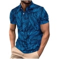 thumbnail image 1 of Mens Manga Corta Botón Abajo Camisas con Bolsillo Pulover Botón de Impresión de la Camisa de Solapa de Poliéster Cuello de Vuelta, Blusa Casual para Hombres, 1 of 5