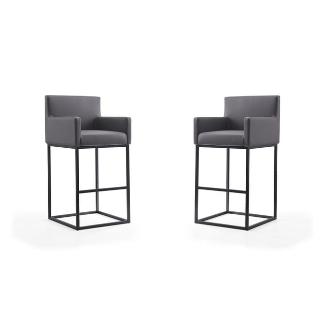 Manhattan Comfort Ambassador Tabouret de Bar en Métal Gris et Noir 42 Po (Ensemble de 2)
