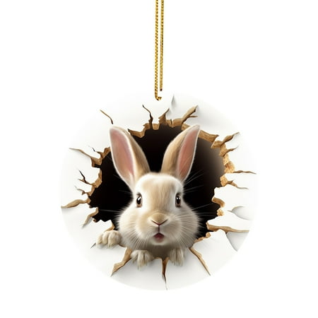 

Jungdeepe Easter Bunny Pattern In Hole Acrylic Pendant Decoration To Celebrate Easter Festivities Christmas Large Christmas Fireplace Decorating Chandelier Hooks for Stain Glass Panel Christmas
