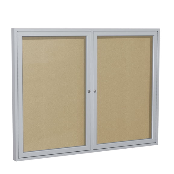 Ghent's Vinyl 36" x 60" 2 Door Enclosed Bulletin Board in Caramel