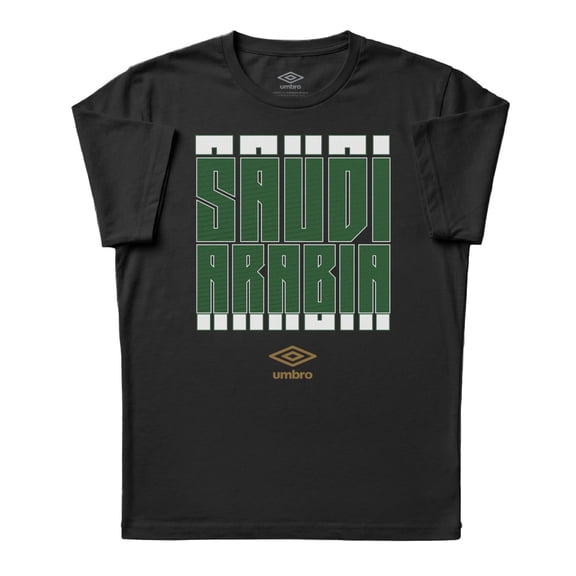 Umbro Men's Saudi Arabia Stacked Soccer T Shirt (Black, S-XXXL)