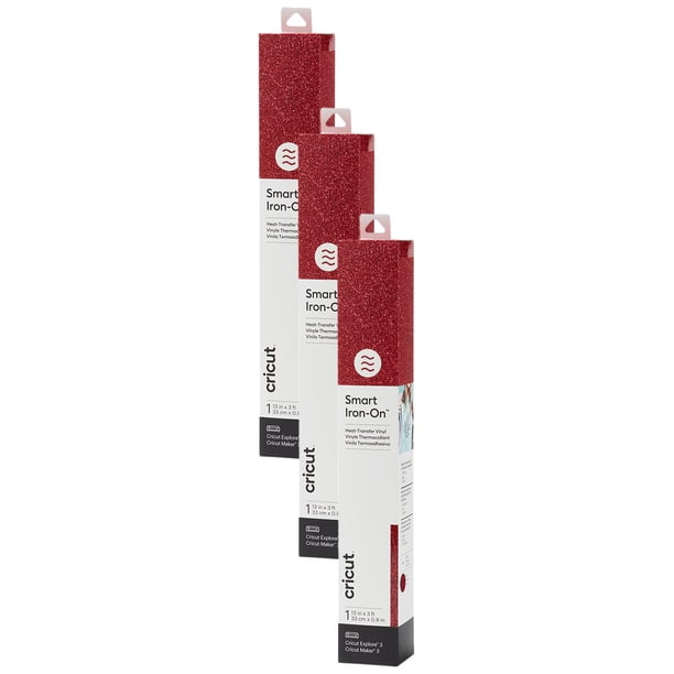 Vinilo de transferencia de calor Cricut Smart Iron On, rojo brillante, paquete de 3
