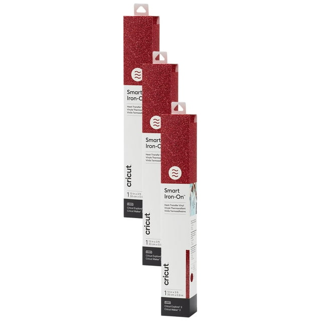 Vinilo de transferencia de calor Cricut Smart Iron On, rojo brillante, paquete de 3