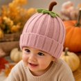 thumbnail image 5 of Baby Halloween Pumpkin Beanie Warm Knit Hat Cuffed Soft Cap for Fall Winter Festive Parties and Cold Weather Wear for Infants Toddlers and Kids Pink One Size, 5 of 7