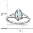 thumbnail image 2 of 925 Sterling Silver Rhodium Plated Diamond and Aquamarine Marquise Ring, 2 of 2