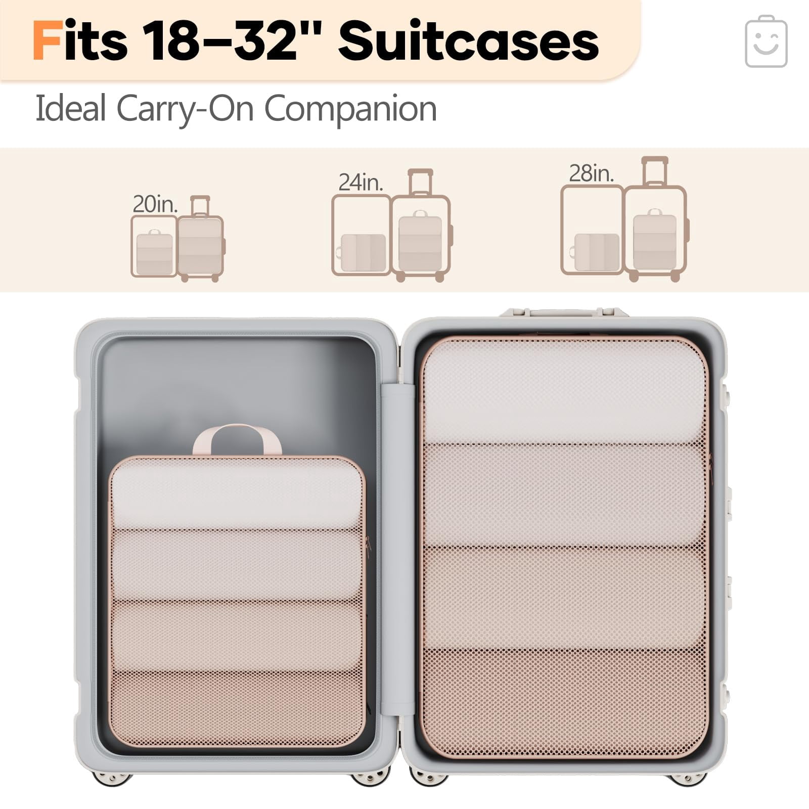 2/6/9/11 Set Packing Cubes For Travel Compressible Expandable Large Luggage Suitcase Organizer Bags Clothing Durable Space Saver Storage Bags(beige)