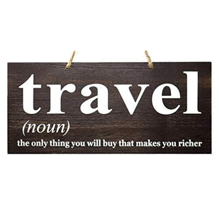 JennyGems Travel Sign Wood Sign - Travel The Only Thing You Will Buy That Makes You Richer - Travel Decor Wall Art - Travel Themed Gift Sign - Wanderlust Sign Travel Definition Sign