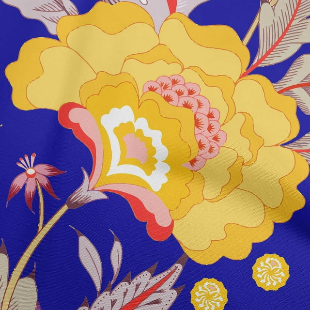 oneOone Rayon Dark Blue Fabric Botanical Floral Sewing Material Print Fabric By The Yard 56 Inch Wide