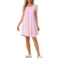 thumbnail image 2 of INSPIRE CHIC Women's Sleepwear Spring Summer Short Sleeves Lounge Nightgown with Pockets XS Pink, 2 of 6