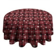 thumbnail image 4 of Red Christmas Plaid and Snowflake Pattern Round Tablecloth 60"x60",Wrinkle Wipeable Table Cloth for Kitchen Dining Room Picnic Patio Party, 4 of 6