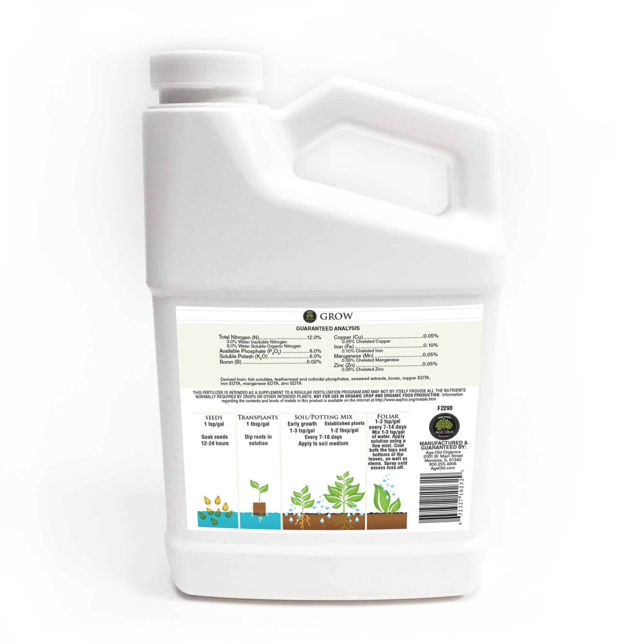 Age Old Grow Natural Based Liquid Fertilizer, 32-Ounce