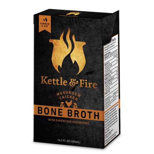 Kettle & Fire Mushroom Chicken Bone Broth 16.2 oz Cartons Pack of 6