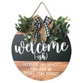thumbnail image 2 of Door Hanging Decoration,Welcome Door Sign Round Welcome Sign For Front Door Welcome Wreath Sign Hanging Farmhouse Door Sign For Front Door Porch Decor With Buffalo Bow Beads For Home Decorati, 2 of 9