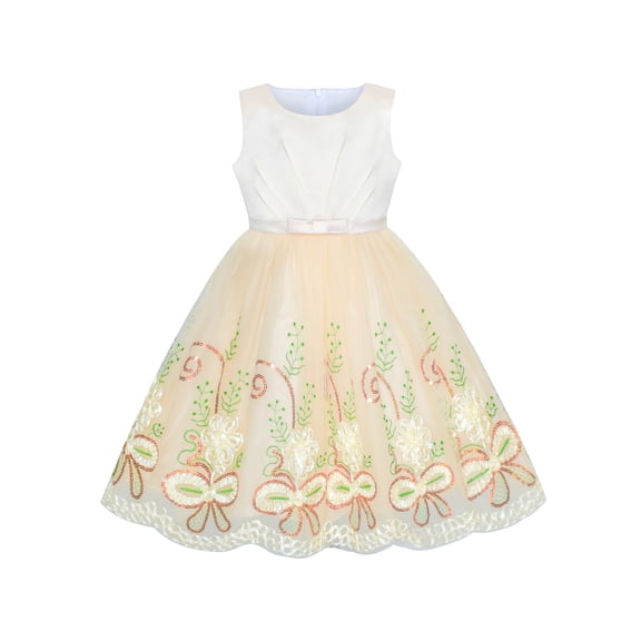 Flower Girl Dress Champagne Floral Wedding Party 6 Years