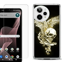 Phone Case for ATT Verge 2 5G, with Screen Protector, by OneToughShield - Wing Skull