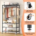 thumbnail image 5 of LZNIOZ Rolling 4-Shelf Clothes Rack with Wheels and Side Hooks Large Heavy Duty Metal Garment Rack Closet Organizer, 5 of 9