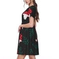 thumbnail image 3 of Lafuoo Amanita Mushroom Pattern Women's Short Sleeve Dress, Elastic Waist with Pockets, Knee-length A-line Skirt, Summer Casual Wear-Medium, 3 of 8