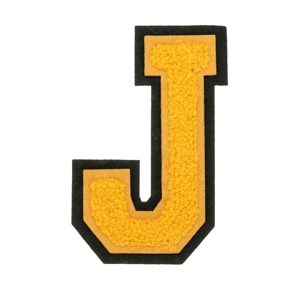4" Chenille Letter Patches,Yellow Chenille Initial A-Z Patches (Letter J)