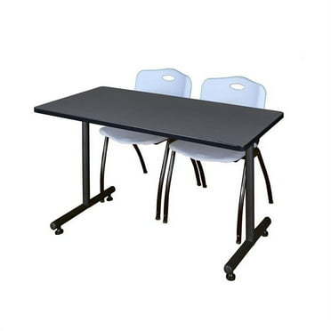 Regency 48" x 30" Kobe Training Table- Grey and 2 "M" Stack Chairs- Grey