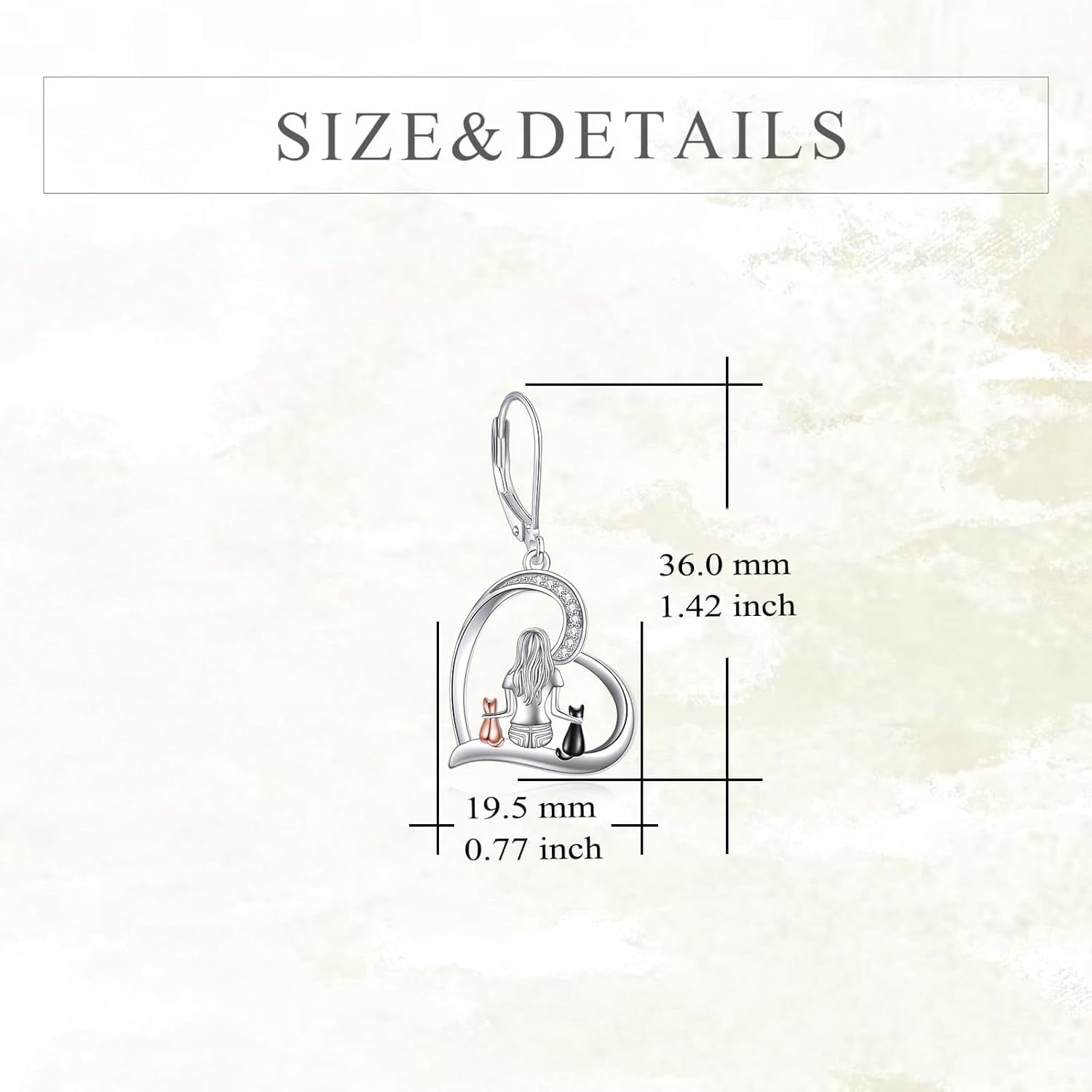 Cat Earrings Sterling Silver Dangle Drop Leverback Earrings Jewelry Gifts for Women