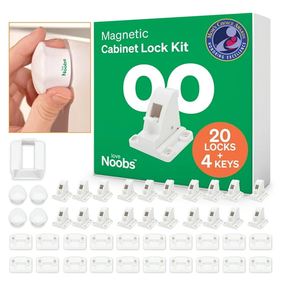 Magnetic Cabinet Locks Baby Proofing Kit by LoveNoobs™, 20 Locks & 4 Keys, Drawer