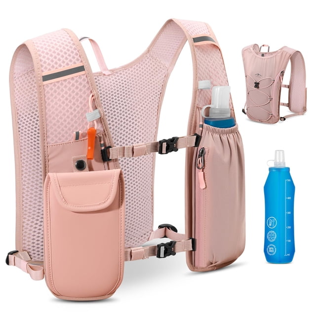 Chaleco de hidratación RAINSMORE Running con petaca blanda de 500 ml, color rosa