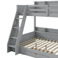 thumbnail image 4 of Twin Over Full Bunk Bed with 6 Storage Shelves & Charging Station, Solid Wood Bunk Beds with Under-bed Drawer and LED Lights, Safety Full-length Guardrails, Grey, 4 of 9