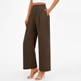 thumbnail image 5 of LEBONYARD Women Sweatpants,Women's Fashionable High Waisted Business Casual Work Straight Leg Wide Leg Suit Pants with Pockets Coffee XXL, 5 of 8