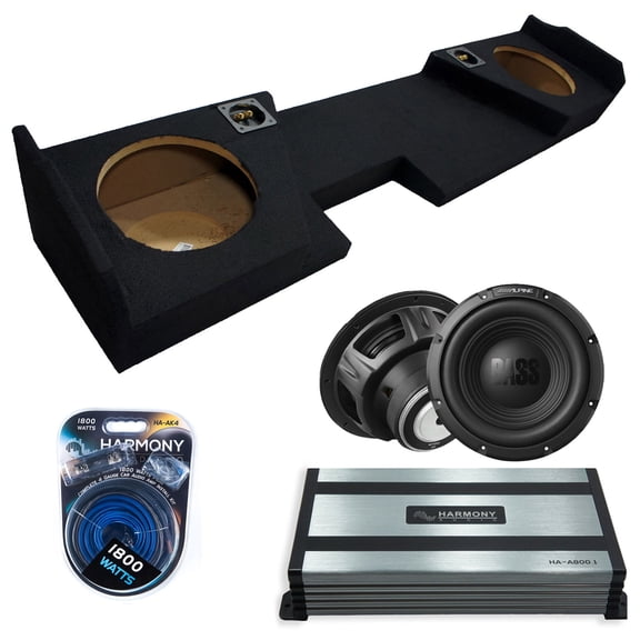 Harmony Audio Alpine fits 14-18 Chevy Silverado Cab Truck W10S4 Dual 10" Subwoofer 500W Sealed Sub Box | HA-A800.1 Amplifier, 4GA Amp Kit