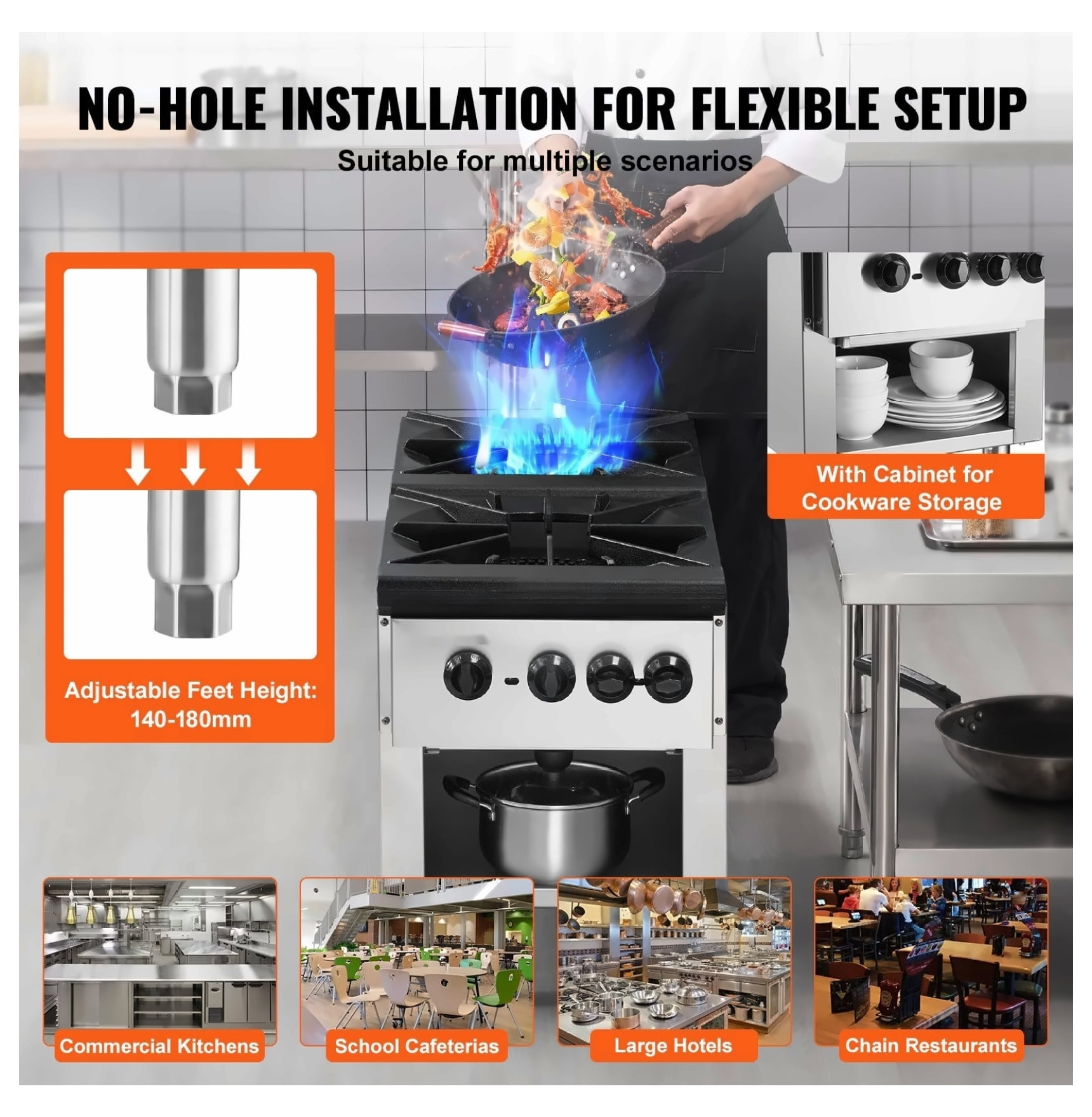 Commercial Gas Range 2 Burner Countertop Stove Hot Plate Kitchen Restaurant Heavy Duty