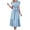 Sky Blue1, variant on Diufon Chiffon Womens Maxi Dresses Solid Color Lace-Up Waisted Dress V Neck Ruffle Fly Sleeve Dress