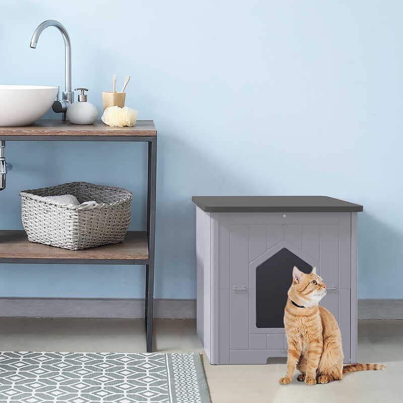 Palram CATSHIRE Cat Litter Box Enclosure Furniture, Hidden Litter