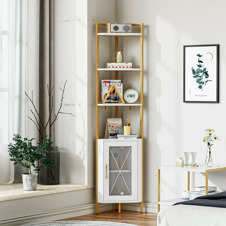 Homfa 6 Tier Corner Shelf, Industrial Corner Bookcase Small