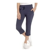 Eddie Bauer Women's Stretch Soft Cotton Blend Elastic Waistband Capri Pants (Navy Heather, XXL)