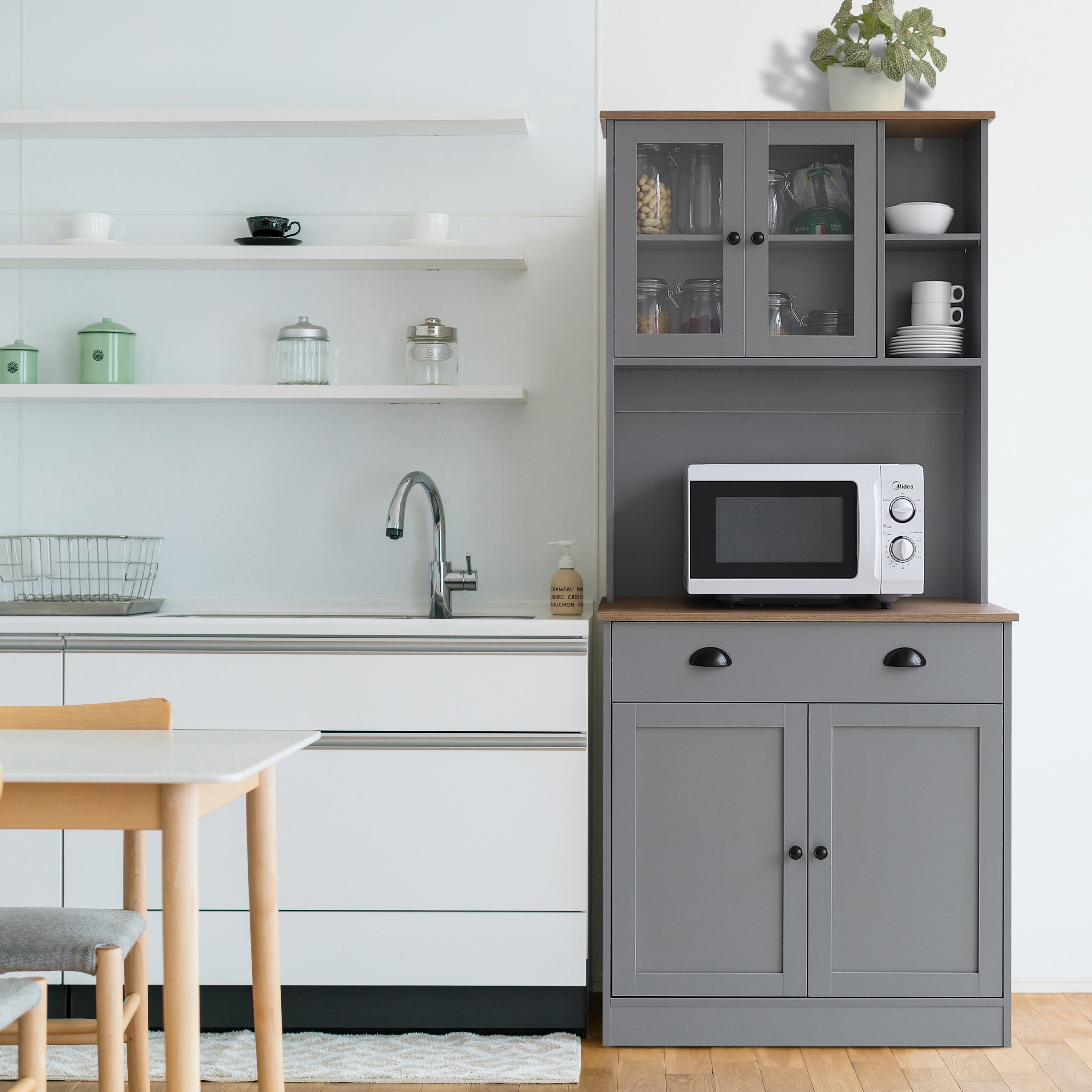VEIKOUS 72"Kitchen Pantry Storage Buffet with Shelves and