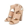 thumbnail image 5 of New Women Liliana Ilyse-2 Suede Peep Toe Elastic Lace Up Block Heel Sandal Size, 5 of 5
