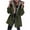 Army Green, variant on MIUOWANP Puffer Jacket Womens Cropped Women's Solid Color Lapel Button Cardigan Long Sleeved Top Jacket Black XL