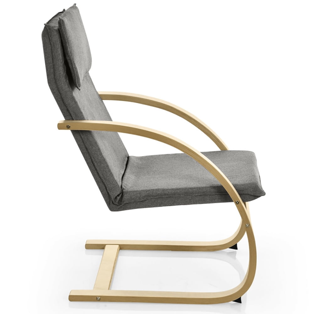 Finihen Bentwood Lounge Chair, Modern Fabric Upholstered Bentwood Lounge Chair, for Bedroom, Living Room, Gray Finihen Bentwood Lounge Chair, Modern Fabric Upholstered Bentwood Lounge Chair, for Bedroom, Living Room, Gray