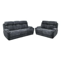 Pemberly Row Lucky Charcoal Power Reclining Sofa and Loveseat