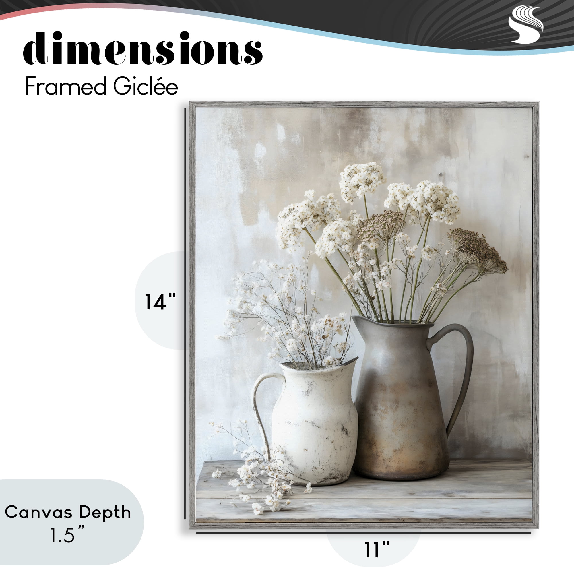 Stupell Industries Rustic Flower Arrangement in Pitchers Gray Framed Giclee Art, design by Creative Studio