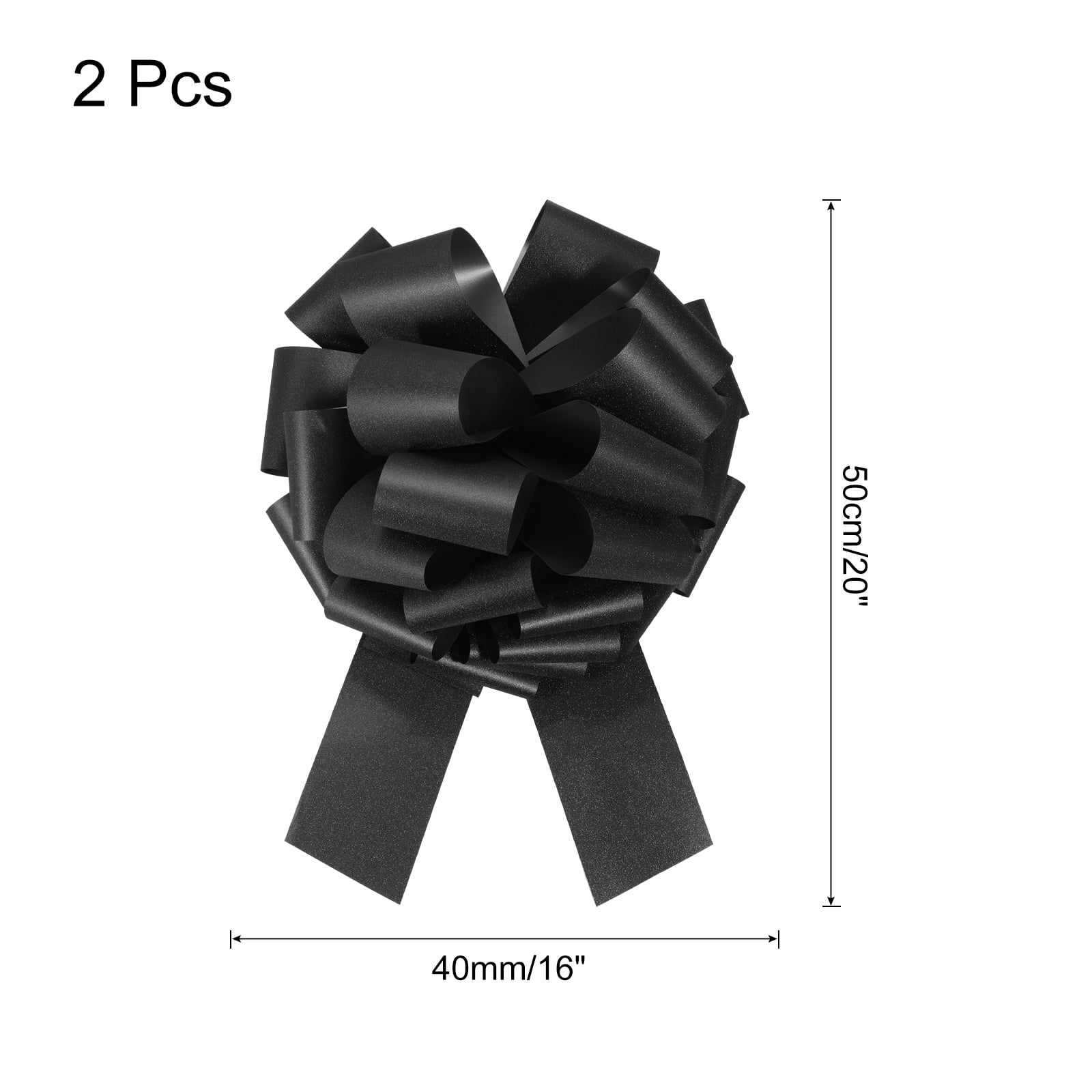 2pcs 16 Inch Large Pull Bow Glitter Gift Wrapping Big Pull Bows Ribbon Black for Wedding Baskets Presents Christmas Party